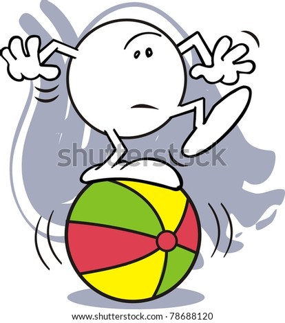  Moodie Character Standing Nervous On A Ball