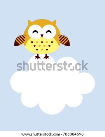 cute owl cartoon message card vector