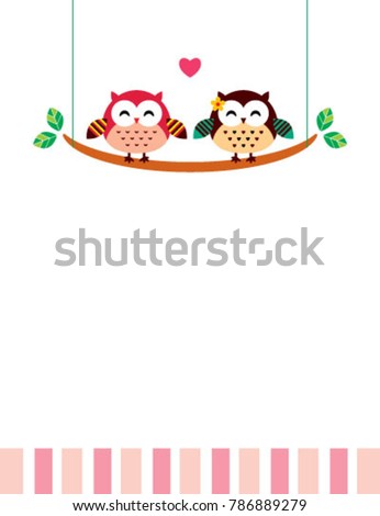 cute owl couple valentine greeting