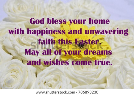 Easter message with rose flower on background