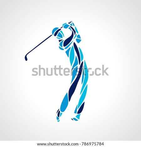 Silhouette of abstract golf player. Vector eps10