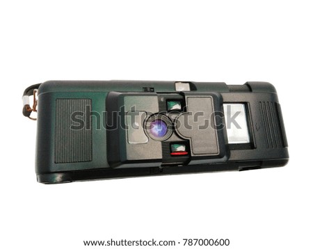 Old model compact camera on white background
