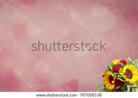 Romantic pink hearts with flower background for TV program with Valentine and Wedding theme. Seamless loopable HD video