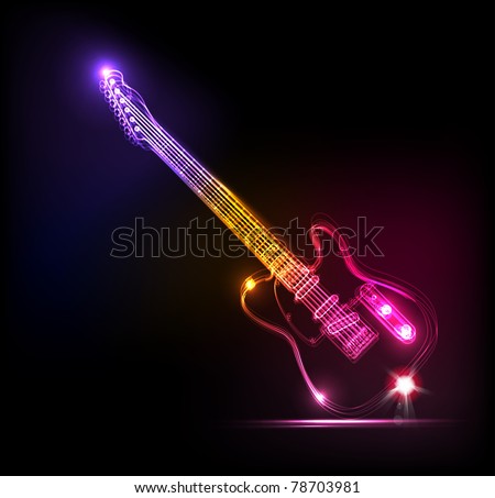 Vector neon guitar, grunge music