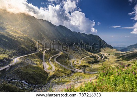 Transfagarasan highway, probably the most beautiful road in the world, Europe, Romania (Transfagarashan) Royalty-Free Stock Photo #787216933