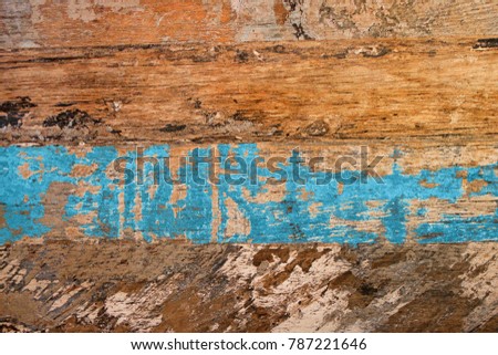 Old painted shabby wood. Wooden detailed textured background closeup.