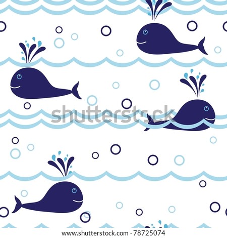 Seamless vector background with whales