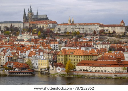 The skyline and cityscape of Prague in Czech Republic