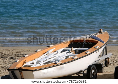 kayak on the shores of the Mediterranean Sea