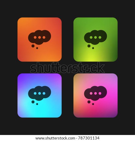 Cloud speech bubble with ellipsis four color gradient app icon design