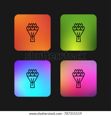 Bouquet of Flowers four color gradient app icon design