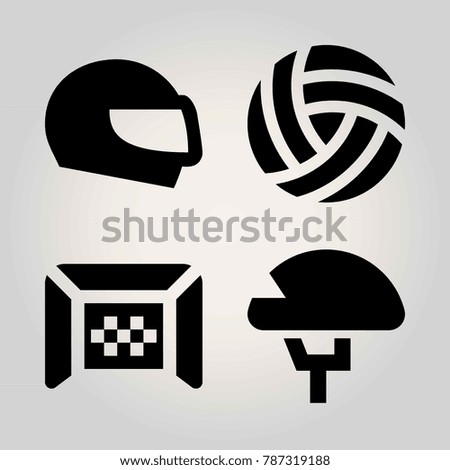 Sport vector icon set. ball, football gate, gate and helmet