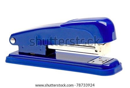 Blue strip stapler isolated on white background