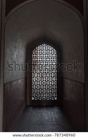 Humayun Tomb, Delhi, India, Asia  - Ancient windows of an ancient site seeing place to travel next. Royalty-Free Stock Photo #787348960
