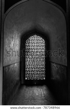 Humayun Tomb, Delhi, India, Asia  - Ancient windows of an ancient site seeing place to travel next. Royalty-Free Stock Photo #787348966