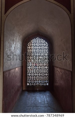 Humayun Tomb, Delhi, India, Asia  - Ancient windows of an ancient site seeing place to travel next. Royalty-Free Stock Photo #787348969