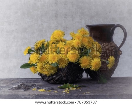 Still life with spring flowers bouquet