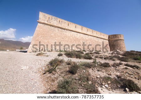 San Felipe castle Los Escullos in Cabo de Gata nature reserve Almeria Andalusia Spain