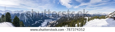 Panorama View of Mountains in winter in Ãztal near Sölden in Austria, Tirol