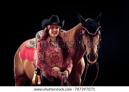 Cowgirl With Her Horse