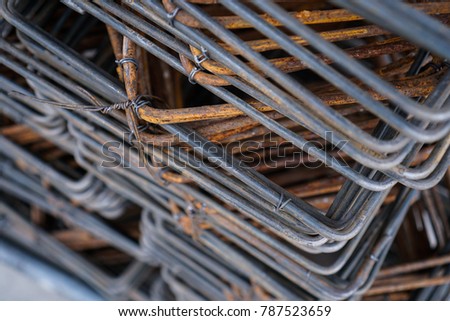 Rusty Metal Rod Reinforced Steel Bars