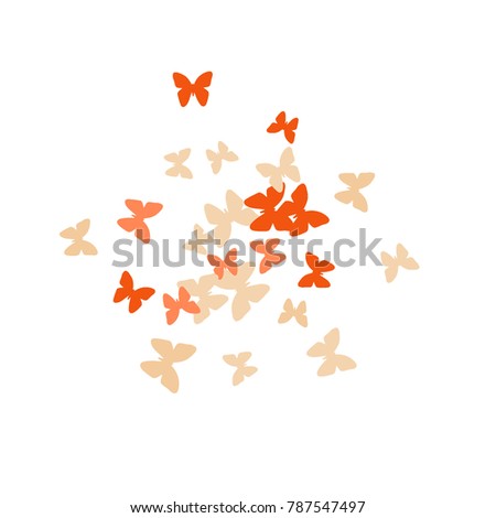 Spring Background with Colorful Butterflies. Simple Pretty Pattern for Card, Invitation, Print. Trendy Decoration with Beautiful Butterfly Silhouettes. Vector Background with Moth