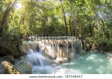 The beautiful waterfall on the river Kwai, Kanchanaburi, Thailand