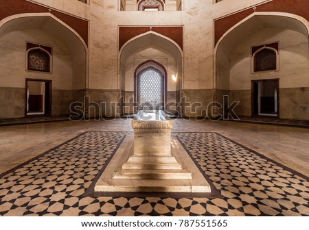 Humayun Tomb, Delhi, India, Asia  - Ancient grave of a great Mughal Emperor Humayun at an ancient site seeing place to travel next in New Delhi. Royalty-Free Stock Photo #787551565