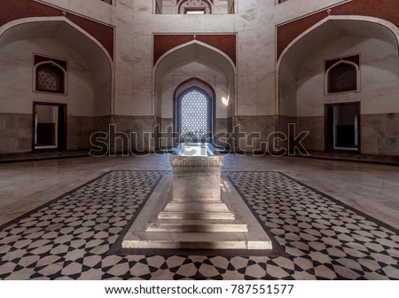 Humayun Tomb, Delhi, India, Asia  - Ancient grave of a great Mughal Emperor Humayun at an ancient site seeing place to travel next in New Delhi. Royalty-Free Stock Photo #787551577