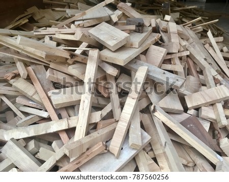 Wooden pieces in construction site