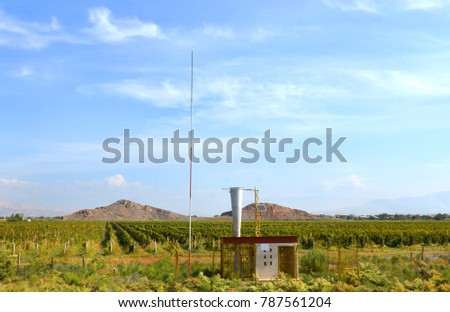 Anti-hail plant for generating a shock wave in a vineyard in the village of Lusarat, Ararat province, Armenia