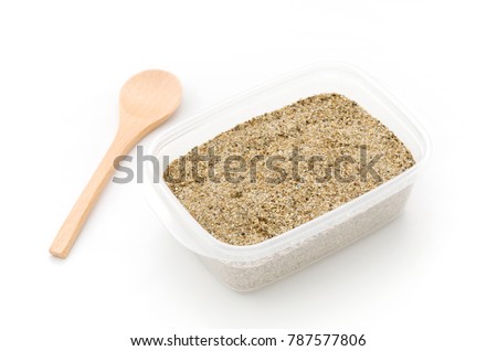 Fish meal is a fish dried and crushed into powder. 
It is mainly used as feed and organic fertilizer, but it is sometimes used for cooking as food.