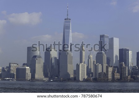 NYC skyline blue sky