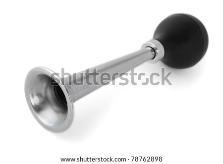 Silver vintage bicycle air horn isolated on  white Royalty-Free Stock Photo #78762898
