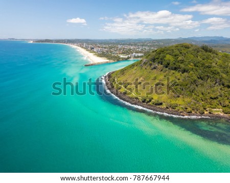 An aerial view of Burleigh Heads on the Gold Coast in Queensland, Australia