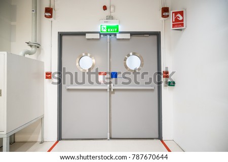 secure door for fire exit from building - can use to display or montage on product