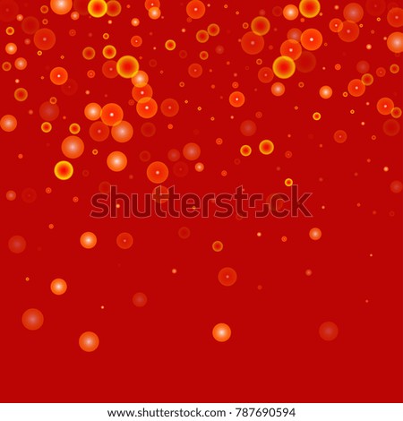 Gold glitter on a red background. Explosion of confetti. Vector festive background. Snow falling texture. Abstract element of design for new year, christmass, birthday, wedding cards, banners, poster