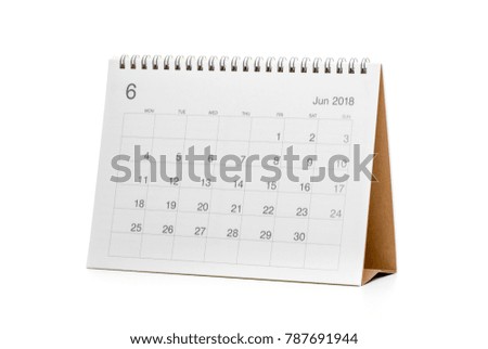 Minimal desk calendar 2018 isolated on white background