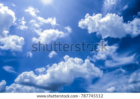 art blue sky with white clouds closeup nature background.