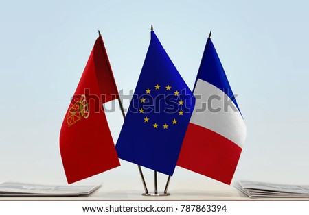 Flags of Navarre European Union and France