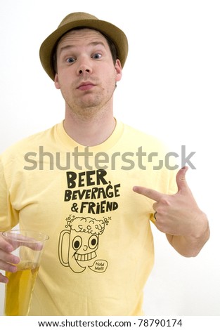 Male in Funny Beer Shirt