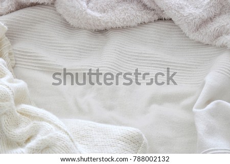 Background of white shaggy blanket texture