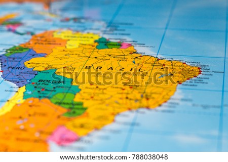 Map of Brazil - shallow focus Royalty-Free Stock Photo #788038048