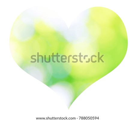 isolated heart with bokeh of green foliage inside