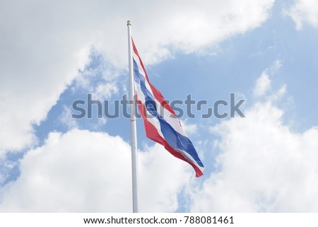 Thai flag with blue sky backgrounds