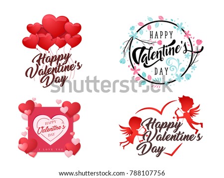 Modern Romantic Happy Valentine Card Decoration Element Set, Suitable for Invitation, Web Banner, Social Media, and Other Valentine Related Occasion