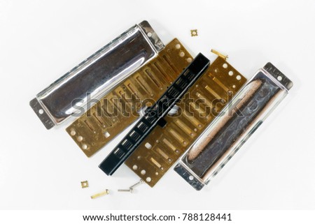Separate harmonica parts for repair and cleaning.