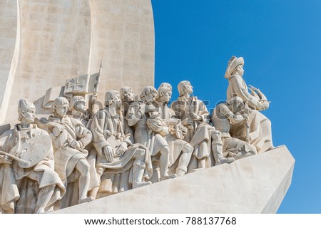 Monument to the Discoveries (Padrao dos Descobrimentos) celebrating the Portuguese Age of Discovery during the 15th and 16th centuries. The monument looks over the Tagus River in Lisbon, Portugal. Royalty-Free Stock Photo #788137768