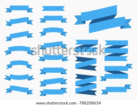 Vector ribbons banners isolated on White background. Blue tapes. Set of 22 blue ribbons banners. Royalty-Free Stock Photo #788208634