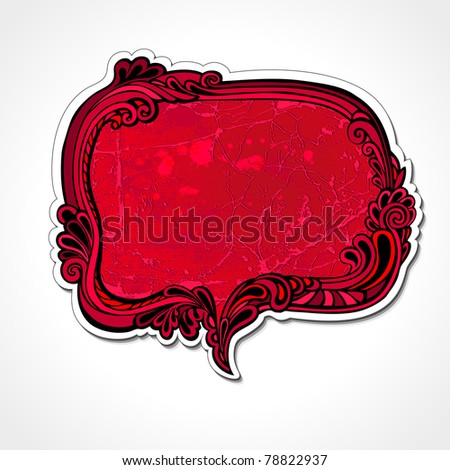hand-drawn retro style, red, speech bubble with floral elements for decoration and design Royalty-Free Stock Photo #78822937